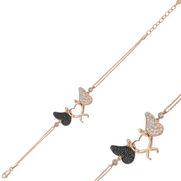 Himarry 925 Ayar Gümüş Rose Kalpli Melek Bileklik - Resim 2