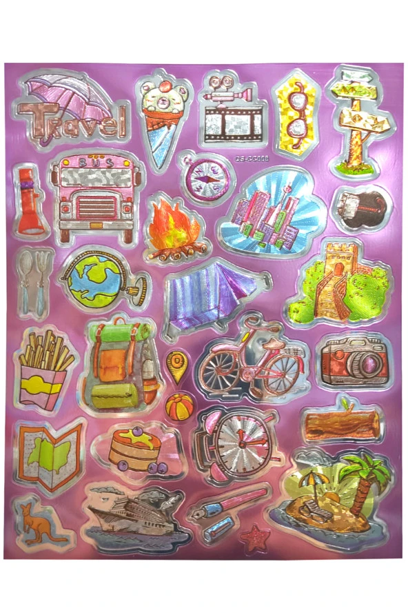 Metalik Sticker Stiker Defter Planlayıcı Etiket (QS008)-17x9 cm- Tatil Gezi