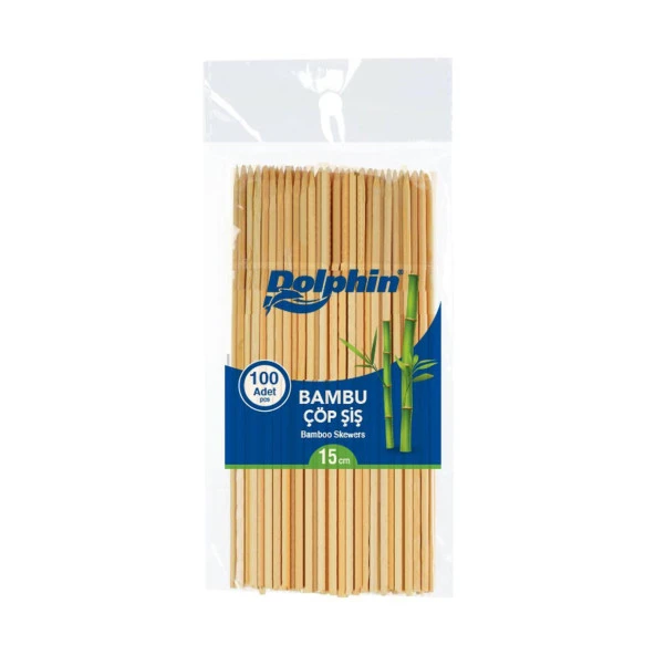 Dolphin Bambu Ahşap Çöp Şiş - Boy : 15 Cm. / En : 3mm - 100 Adetlik 1 Paket ürün görseli 1