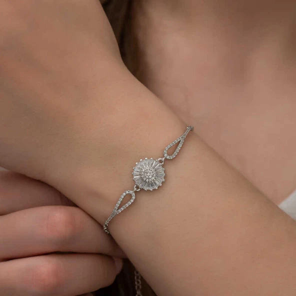 Himarry 925 Ayar Gümüş Rodyum Baget Taşlı Sonsuzluk Bileklik - Resim 2