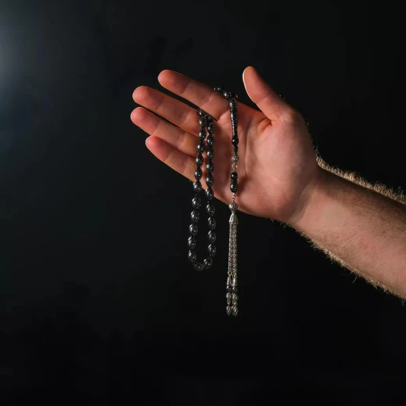 Gümüş İşlemeli Erzurum Oltu Taşı Tesbih - Resim 2