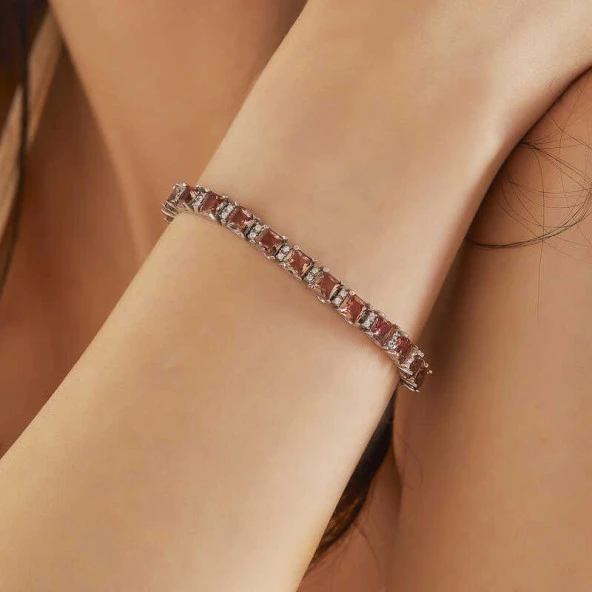 Himarry ​925 Ayar Gümüş Kare Zultanit Taşlı Kadın Bileklik - Resim 3