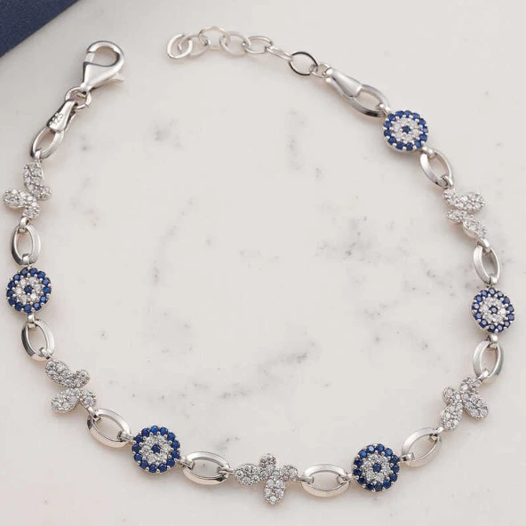 Himarry 925 Ayar Gümüş Kelebek Nazar Kadın Bileklik ürün görseli