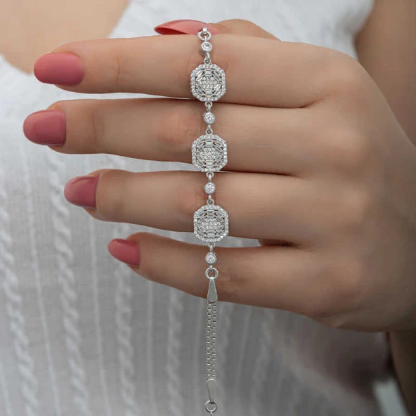 Himarry 925 Ayar Gümüş Baget Kadın Bileklik - Resim 2