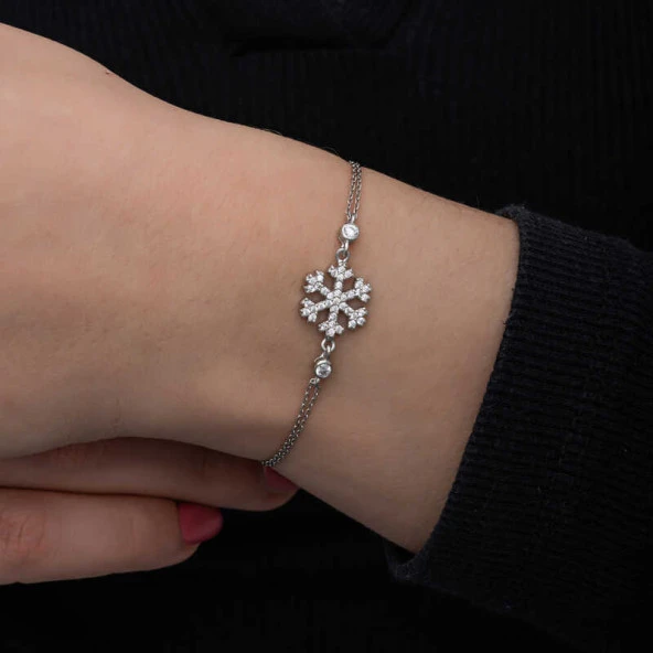 Himarry 925 Ayar Gümüş Kar Tanesi Kadın Bileklik - Resim 4