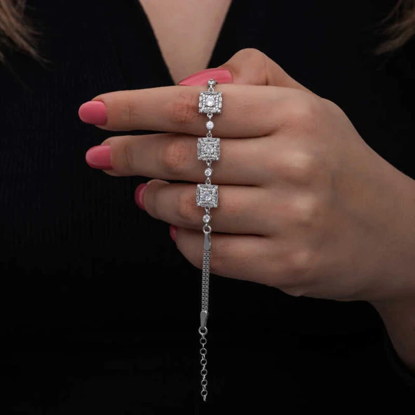 Himarry ​925 Ayar Gümüş Baget Taşlı Kadın Bileklik ürün görseli