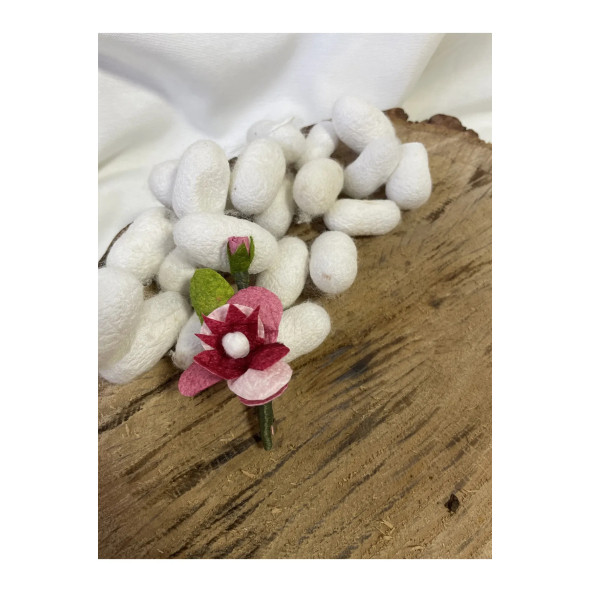 Kıbrıs İşi  İpek Kozasından Broş (Yaka İğnesi) - 3