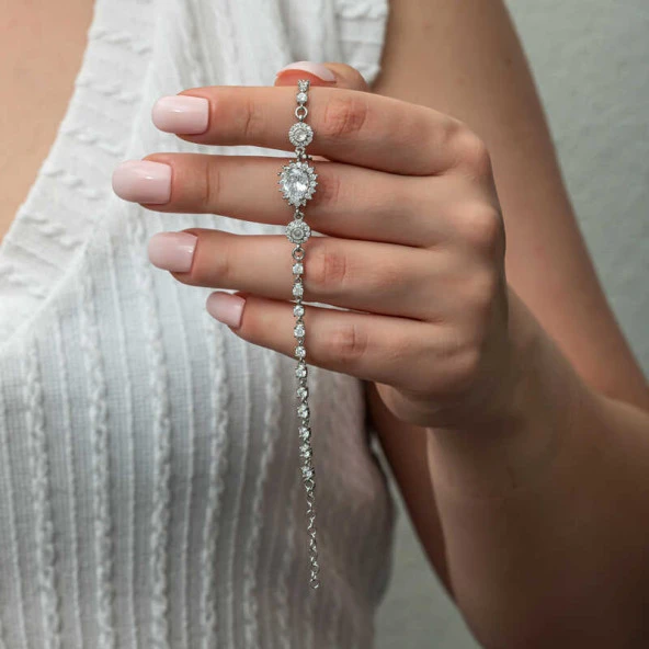 Himarry 925 Ayar Gümüş Damla Su Yolu Kadın Bileklik - Resim 3