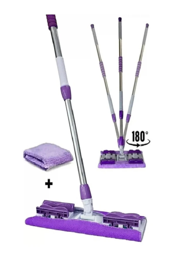 DMR Teleskopik Uzatılabilir Tablet Palet Sihirli Mikrofiber Bezli Mop Paspas Seti Takımı - 1 Adet