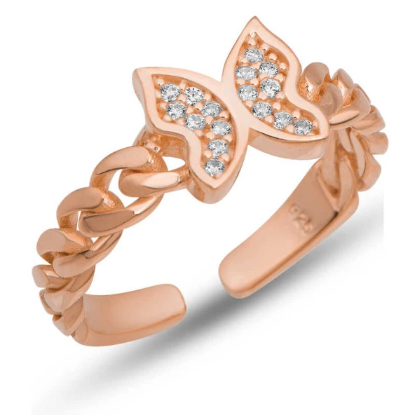 Himarry Gümüş Ayarlanabilir Rose Kelebek Kadın Yüzük