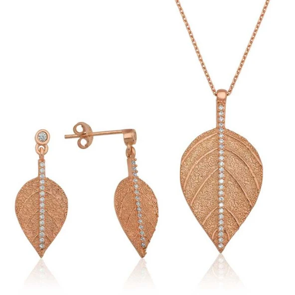 Himarry 925 Ayar Gümüş Yaprak İkili Set ürün görseli