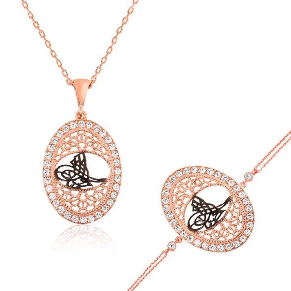 Himarry 925 Ayar Gümüş Osmanlı Tuğrası Set