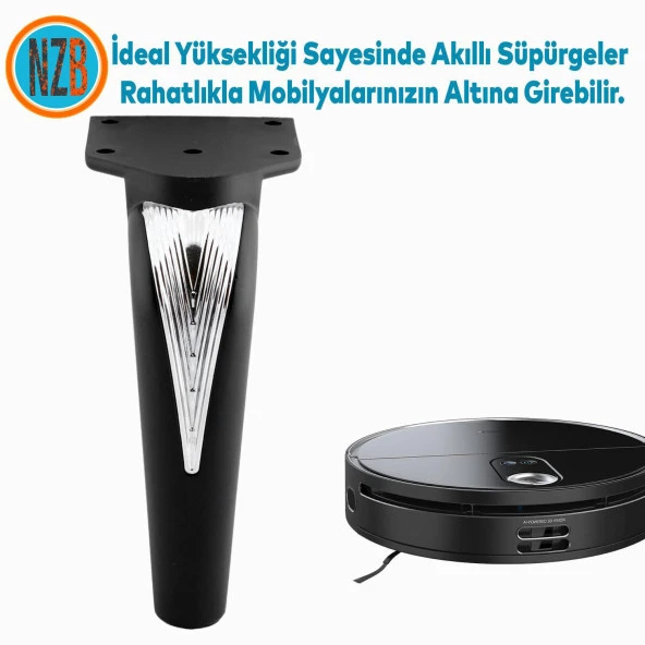 Mobilya Yükseltci Kanepe Sehpa TV Ünitesi Koltuk Ayağı Baza Ayakları Siyah Krom 16 cm - Resim 2