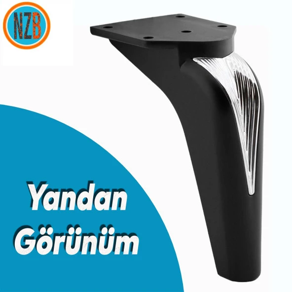 Mobilya Yükseltci Kanepe Sehpa TV Ünitesi Koltuk Ayağı Baza Ayakları Siyah Krom 16 cm - Resim 4