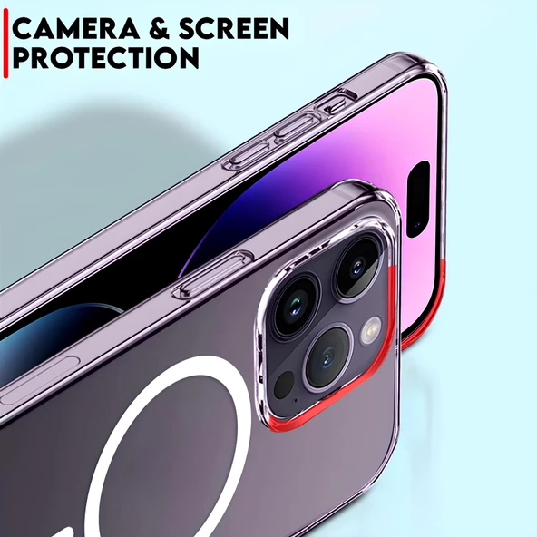 Şeffaf Mika Sararmaz Sert Magsafe Kılıf iPhone 15 Pro Max - 5