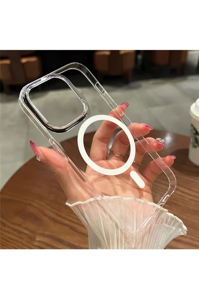 Şeffaf Mika Sararmaz Sert Magsafe Kılıf iPhone 15 Plus - Resim 6