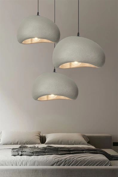 Kaya Beton Tekli Sarkıt Avize Beton E27 Bohem Avize - Resim 4