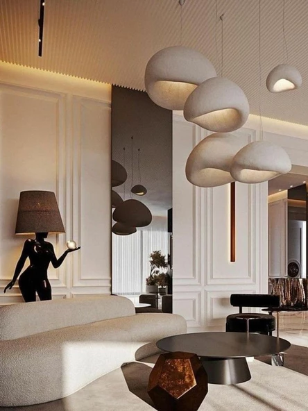 Kaya Beton Tekli Sarkıt Avize Beton E27 Bohem Avize - Resim 5