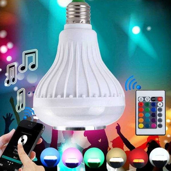 Girişli Bluetooth Hoparlör Ve Led Lamba Uzaktan Kumandalı Ampül ürün görseli