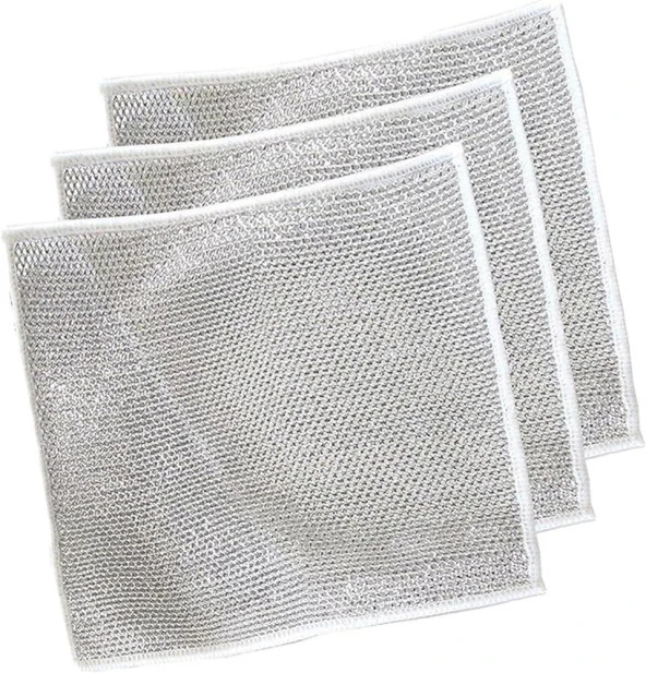 Bulaşık Ovma Ovalama Yanmış Yağ Ağır Kir Bezi Teli Telli Bez - 20x20 Cm. - 10 Adetlik Paket - Resim 3