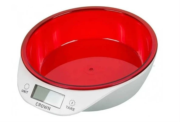 Crown Dijital Lüks Kefeli Mutfak Terazisi 5 Kg Çıkarılabilir Ölçü Kabı Terazi Tartı Gram ürün görseli