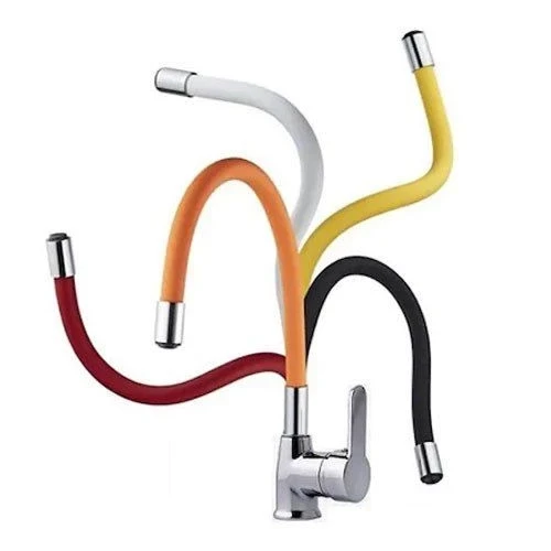 Esnek Kıvrılabilir Renkli Silikon Oynar Başlıklı Musluk Bataryası Başlığı Kubar - Resim 4