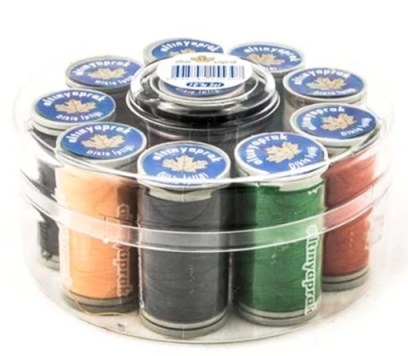 Altın Yaprak Dikiş İpliği Seti 10'lu Yuvarlak Kutulu ürün görseli