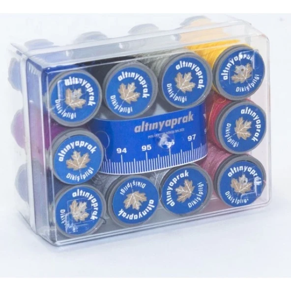 Altın Yaprak Mezuralı Dikiş İpliği Seti 10'lu Kutulu - Resim 3