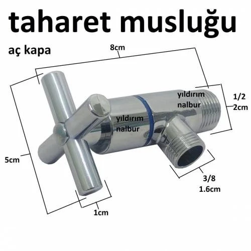 Artı Aç Kapa 4 Kollu Krom Çevirveli Taharet Musluğu - Resim 2