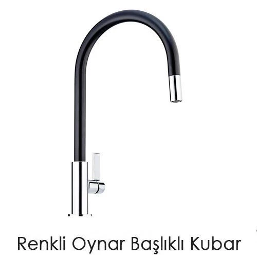 Esnek Kıvrılabilir Renkli Silikon Oynar Başlıklı Musluk Bataryası Başlığı Kubar - Resim 5