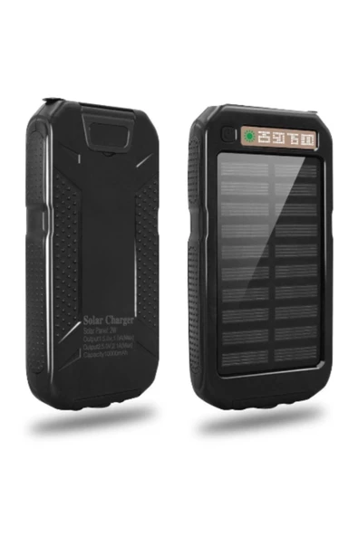 Güneş Enerjili Işıklı Solar Taşınabilir Usb Girişli Şarj Cihazı Powerbank 15000 Mah - Resim 2