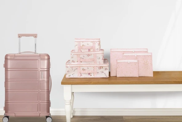 Baby 6'lı Desenli Fileli Bavul Valiz İçi Düzenleyici Çok Amaçlı Organizer (pembe) - Resim 3