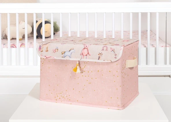 Baby Püsküllü Kapaklı Kutu Düzenleyici Çok Amaçlı Organizer Kutu Maxi Boy (pembe) 04232 ürün görseli 1