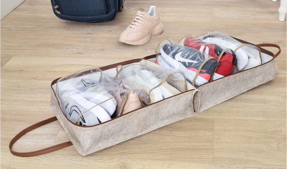 Deri Kulplu Ayakkabı Seyahat Çantası 04263 - Resim 4