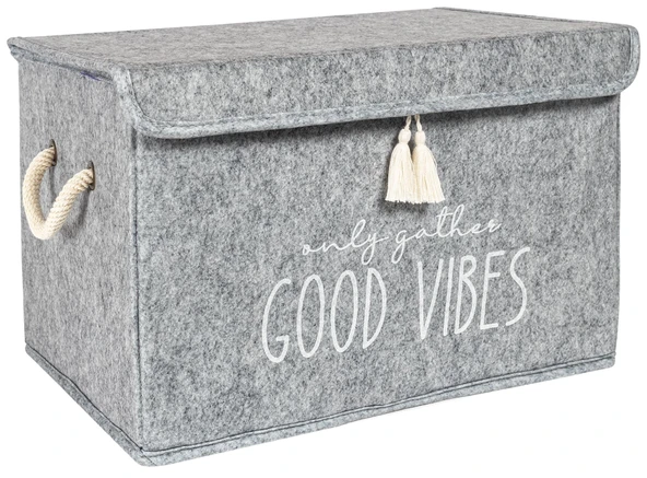 Kapaklı Püskül Detaylı Düzenleyici Çok Amaçlı Organizer Keçe Sepet (mini) - 03495 - Resim 4