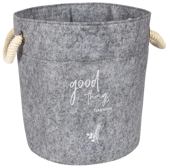 Kulplu Yuvarlak Düzenleyici Çok Amaçlı Kolay Taşınabilen Organizer Keçe Sepet (3'lü Set) - Resim 2