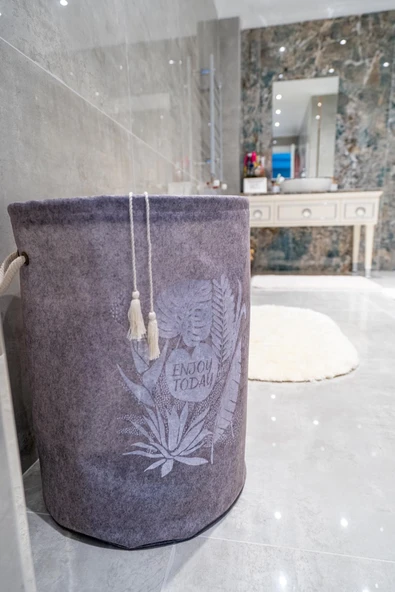 Torbalı Ve Kulplu Püskül Detaylı Düzenleyici Çok Amaçlı Organizer Keçe Sepet -03631 - Resim 6