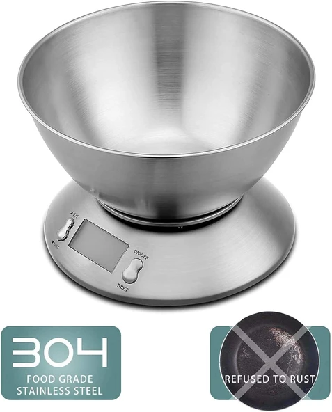 Lcd Ekran Elektronik Dijital Mutfak Terazisi İnox Hassas Mutfak Tartısı - Resim 5