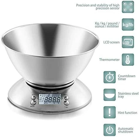 Lcd Ekran Elektronik Dijital Mutfak Terazisi İnox Hassas Mutfak Tartısı - Resim 2