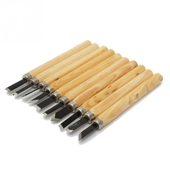 10 Parça Ahşap Heykel Torna Keski Seti Torna Başlayanlar İçin Profesyonel Oyma Seti ürün görseli