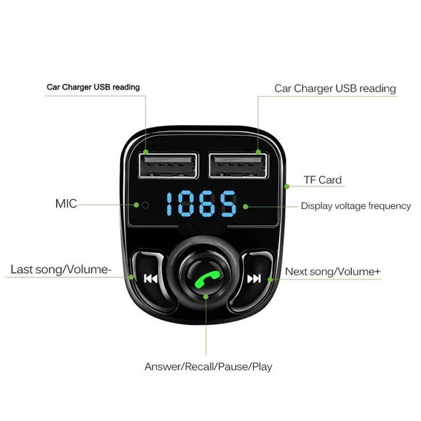 Carx8 Bluetooth Araç Kiti Fm Transmitter