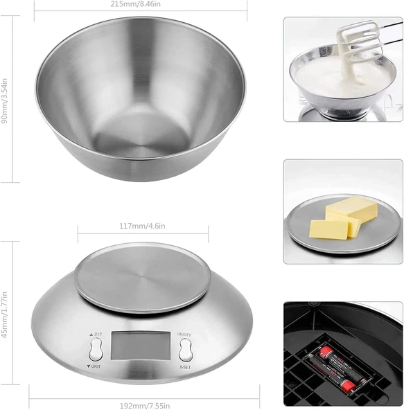 Lcd Ekran Elektronik Dijital Mutfak Terazisi İnox Hassas Mutfak Tartısı - Resim 4