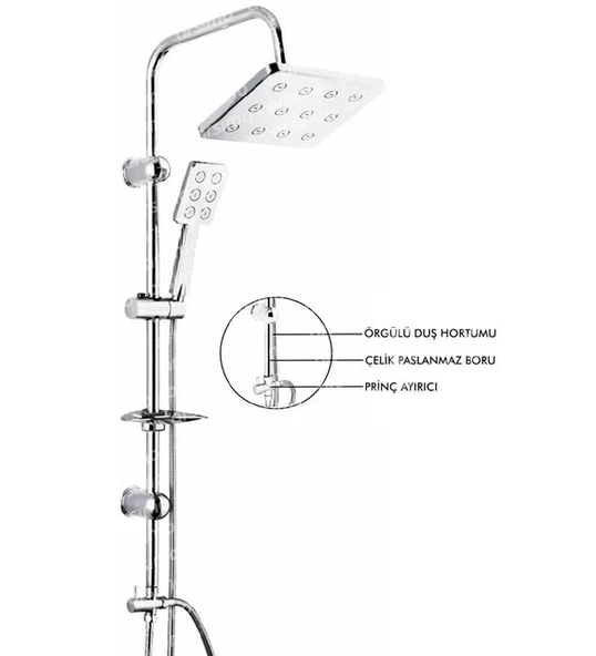 Robot Duş Seti Krom Dikdörtgen Çok Fonksiyonlu Yağmur Robot Duş Sistemi ürün görseli