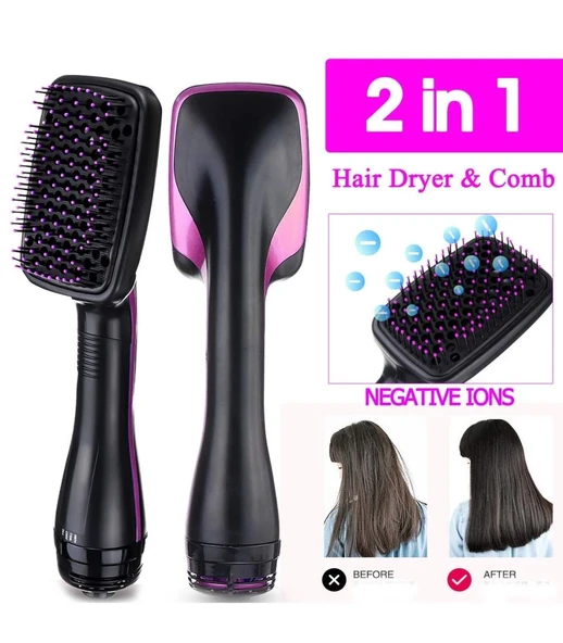 Elektrikli Hava Üflemeli 2 İn 1 Saç Düzleştirici Fön Tarağı - 2