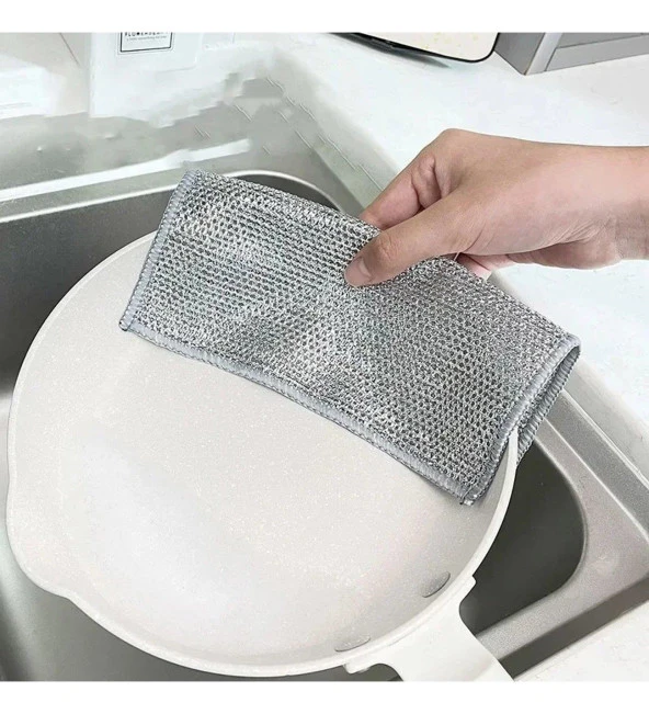 Bulaşık Ovma Ovalama Yanmış Yağ Ağır Kir Bezi Teli Telli Bez - 20x20 Cm. - 3 Adetlik Paket - Resim 2