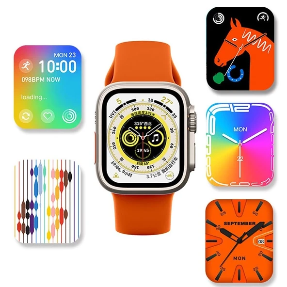 Hw8 Ultra Çift Kordon 49mm - Siri Nfc Bluetooth Arama Konuşma - İos & Android Uyumlu Akıllı Saat - 8