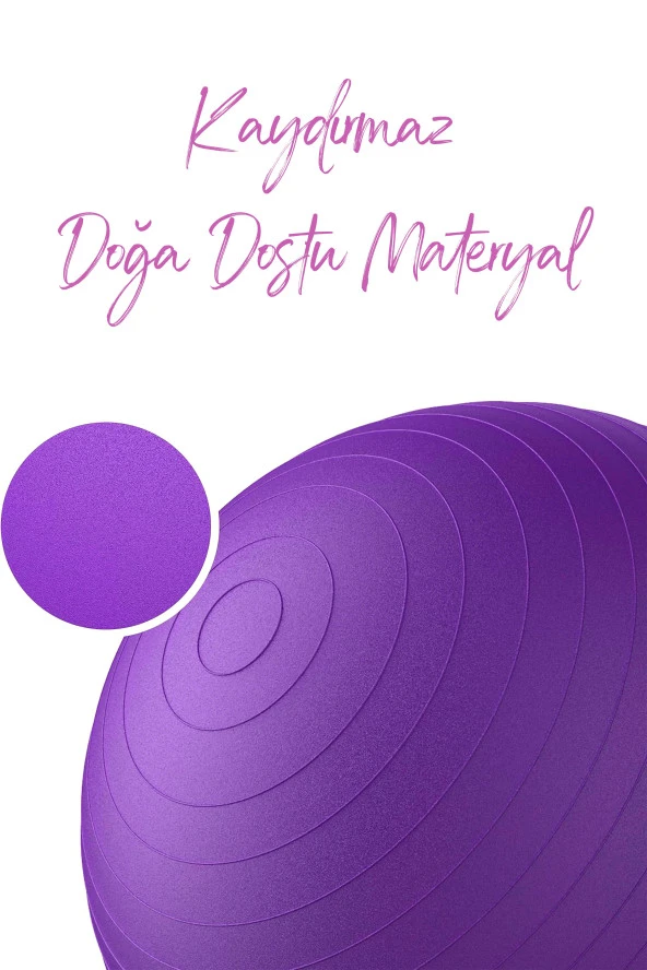 Pilatesi Topu Denge Spor Yoga Aerobik Jimnastik Plates Fitness Topu 65 cm Mor - 3