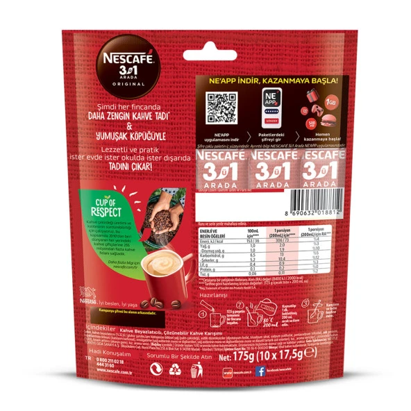 Nescafe 3'ü 1 Arada Orijinal Kahve 17,5 gr 10 Adet - 2