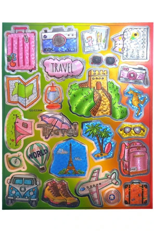 Metalik Sticker Stiker Defter Planlayıcı Etiket (QS004)-25x20 cm- Tatil Paris