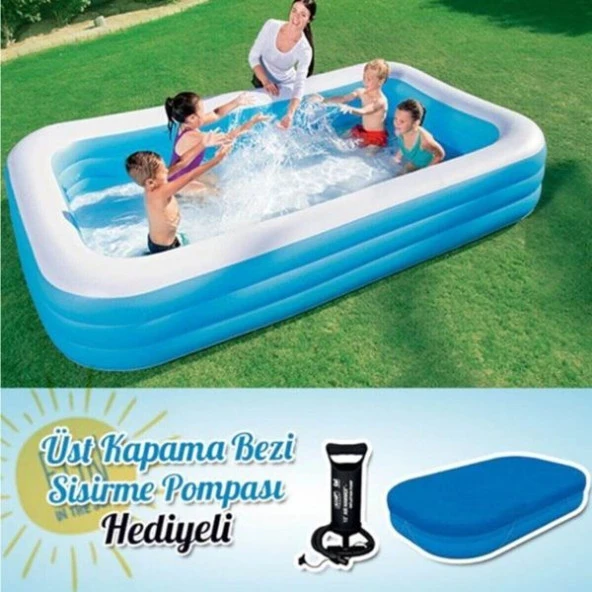 Bestway Şişme Havuz Aile Havuzu 305cm X 183cm X 56cm + Üst Kapama Bezi + Şişirme Pompası Hediyeli ..........